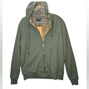Visitor Premium Men,s heavyweight Sherpa Lined Thermal hoodie sweater Green M
